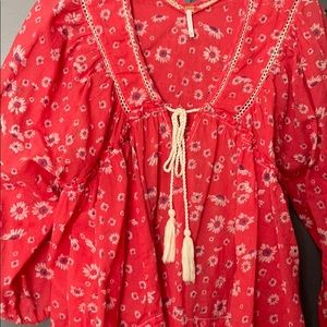 Free People peasant blouse, empire waist floral
